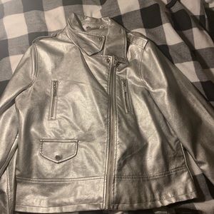 Faux silver leather jacket!